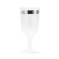 Elegant Plastic Silver Hammered Trim 6 oz Wine Cups - Posh Party Supplies