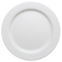 Elegant White Plastic 9" Plate with Hammered White Trim - Posh Party Supplies