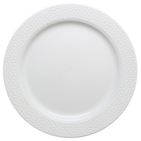 Elegant White Plastic 9" Plate with Hammered White Trim - Posh Party Supplies