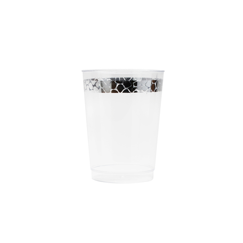 Hammered Effect - Elegant Disposable 10 oz Tumbler with Silver Trim - Posh Party Supplies