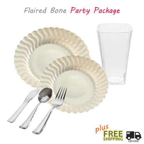 Flaired Ivory Tableware - Party Package for 120