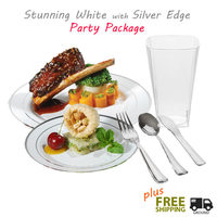 white with silver edge wedding package for 120 guests