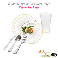 White with Gold edge wedding package for 60 guests value pack