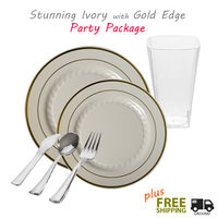 Ivory with Gold edge wedding package for 60 guests value pack
