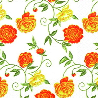 Pretty Peony Orange Designer Paper Napkins - Posh Party Supplies