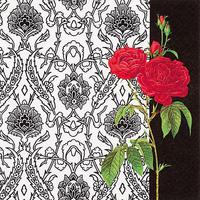 Elegant Black and Red Rose Designer Lunch Napkins - Posh Party Supplies