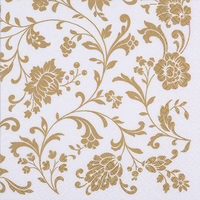 Pretty Arabesque White Gold Designer Lunch Napkins - Posh Party Supplies