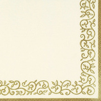 Pretty Romantic Border Ivory Designer Lunch Napkins - Posh Party Supplies