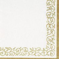 Pretty Romantic Border Gold Designer Lunch Napkins - Posh Party Supplies