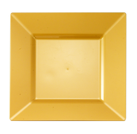 Disposable Square Gold Plastic 8" Salad Plates by - Posh Party Supplies