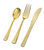 Disposable Shiny Gold Plastic Spoons, Forks and Knives - Posh Party Supplies 