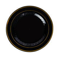 Elegant Black with Gold Rim 7" Round Plastic Plate  - Posh Party Supplies