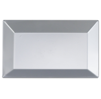 Elegant Plastic Rectangle Silver Dessert/Salad Disposable Plates - Posh Party Supplies