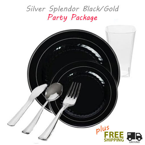 black with silver edge wedding package for 120 guests