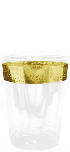 Chic10 oz Plastic Tumblers with Gold Lace - Posh Party Supplies