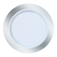 12 Oz. Crystal White and Silver Design Plastic Soup Bowls