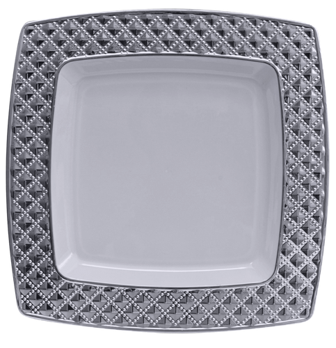 Elegant Diamond Plastic Dinner Plates - Posh Party Supplies 