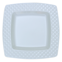 Elegant Diamond White and White Plastic Dinner Plates - Posh Party Supplies 