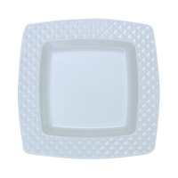 Elegant Diamond White and White Dessert Plates - Posh Party Supplies 