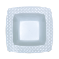 Elegant Diamond White and White Plastic Soup Bowls - Posh Party Supplies 