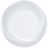 10.25" silver rimmed white plastic dinner plates - Posh Party Supplies 