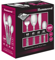 Elegant Plastic Hammered Effect Design Silver Cutlery - Posh Party Supplies 