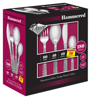 Elegant Plastic Hammered Effect Design Silver Cutlery - Posh Party Supplies