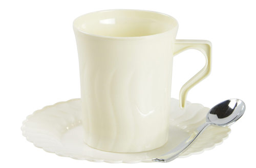 Flaired Ivory Coffee Mugs & Saucer Combo  - Posh Party Supplies 