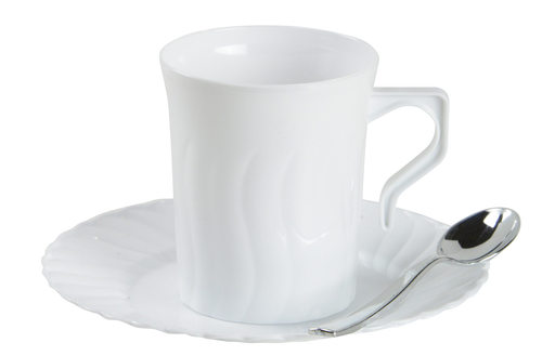 Flaired White Coffee Mugs & Saucer Combo -Posh Party Supplies 