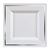 Square 6.5" White and Silver Plastic Dessert Plates
