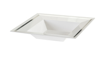 Square 5 oz white & silver plastic dessert bowls