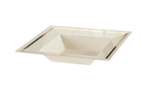 Square 12 oz ivory & gold plastic soup bowls