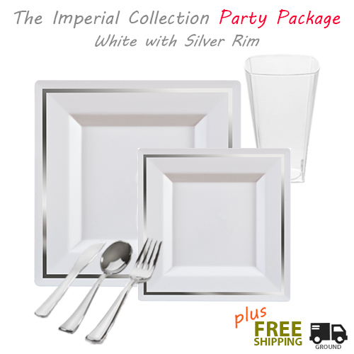 Imperial White & Silver Party Package - Wedding Package - Posh Party Supplies