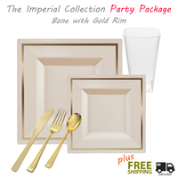 Square plates with gold edge party package