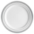Elegant Prestige Plastic Plate 9'' White And Silver 9" Dinner Plate - Posh Party  Supplies