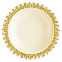 Elegant Ornament Gold Trim and Ivory Plastic Dessert Bowl - Posh Party Supplies