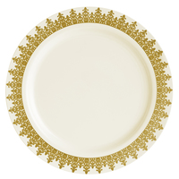 Ornament Gold Trim and Ivory Plastic Soup Bowl - Posh Party Supplies