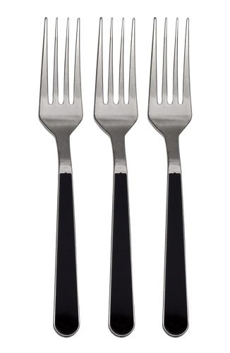 Elegant Duo Silver and Black Handle Plastic Forks - Posh Party Supplies 
