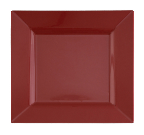 Disposable Deep Red Plastic 9.5" Square Dinner Plates - Posh Party Supplies