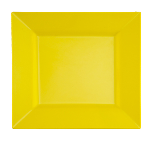 Disposable Square Yellow Plastic 6.5" Dessert Plates - Posh Party Supplies