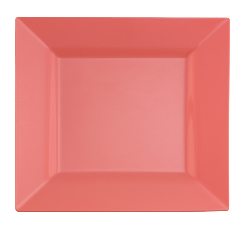 Disposable Square Coral Plastic 6.5" Dessert Plates - Posh Party Supplies