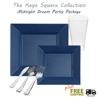 Square Blue Tableware Wedding Package - Posh Party Supplies 