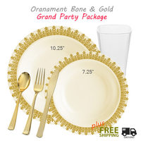 Ornament Grand party package - gold plastic plates