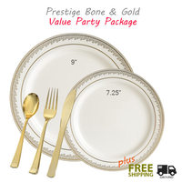 Prestige Value party package - gold plastic plates