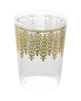 10 Oz. Plastic Tumblers with gold ornament design