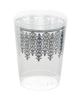 10 Oz. Plastic Tumblers with silver ornament design