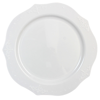Elegant 10" White and White Antique Collection Plastic Dinner Plates - Posh Party Supplies.com