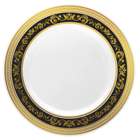 5 oz Black/Gold Plastic Royal Dessert Bowls