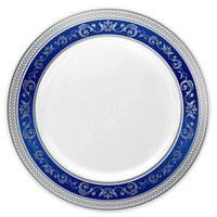 9" Blue /Silver Royal Plastic Lunch/Dinner Plates