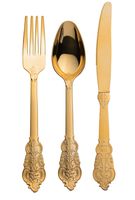 Metallic Venetian Gold Disposable Plastic Cutlery Combo - Posh Party Supplies 